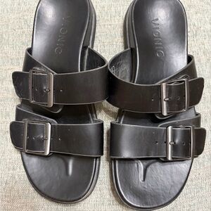 Vionic Black Slide Sandals with Buckle